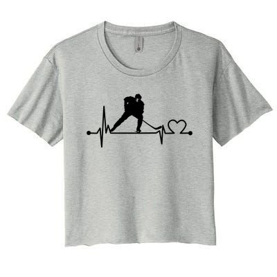 Ice Hockey Heartbeat Funny For Sports Cool Lover Gift Funny Gift Women's Crop Top Tee