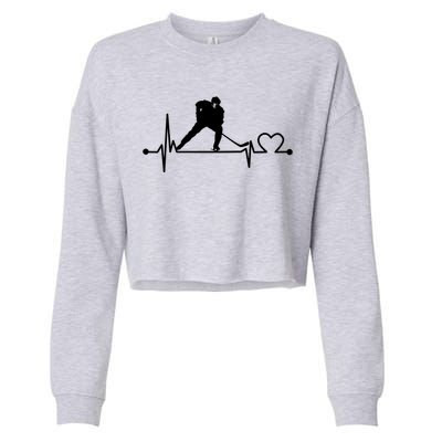 Ice Hockey Heartbeat Funny For Sports Cool Lover Gift Funny Gift Cropped Pullover Crew