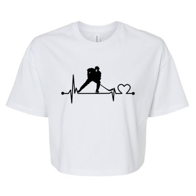 Ice Hockey Heartbeat Funny For Sports Cool Lover Gift Funny Gift Bella+Canvas Jersey Crop Tee