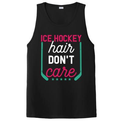 Ice Hockey Hair Dont Care Funny Ice Hockey Gift PosiCharge Competitor Tank