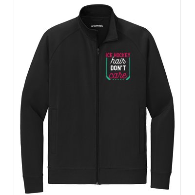 Ice Hockey Hair Dont Care Funny Ice Hockey Gift Stretch Full-Zip Cadet Jacket