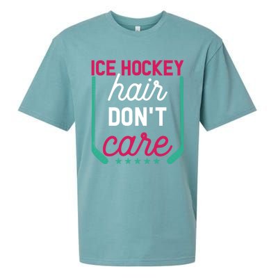 Ice Hockey Hair Dont Care Funny Ice Hockey Gift Sueded Cloud Jersey T-Shirt