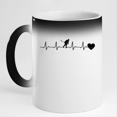 Ice Hockey Heartbeat Heart Ice Hockey Player Gift 11oz Black Color Changing Mug