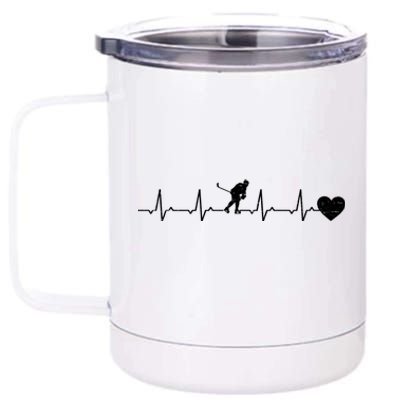 Ice Hockey Heartbeat Heart Ice Hockey Player Gift 12 oz Stainless Steel Tumbler Cup