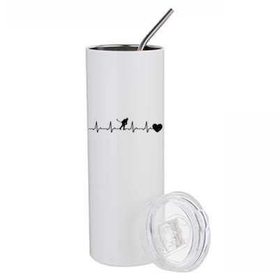 Ice Hockey Heartbeat Heart Ice Hockey Player Gift Stainless Steel Tumbler