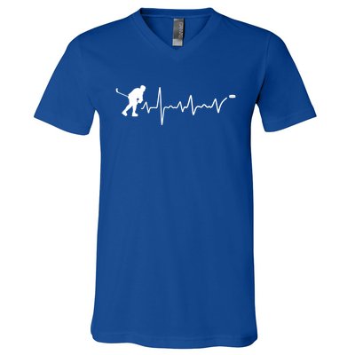 Ice Hockey Heartbeat Ice Hockey Player Great Gift V-Neck T-Shirt