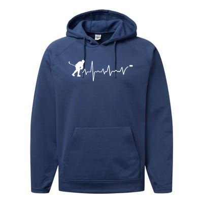 Ice Hockey Heartbeat Ice Hockey Player Great Gift Performance Fleece Hoodie