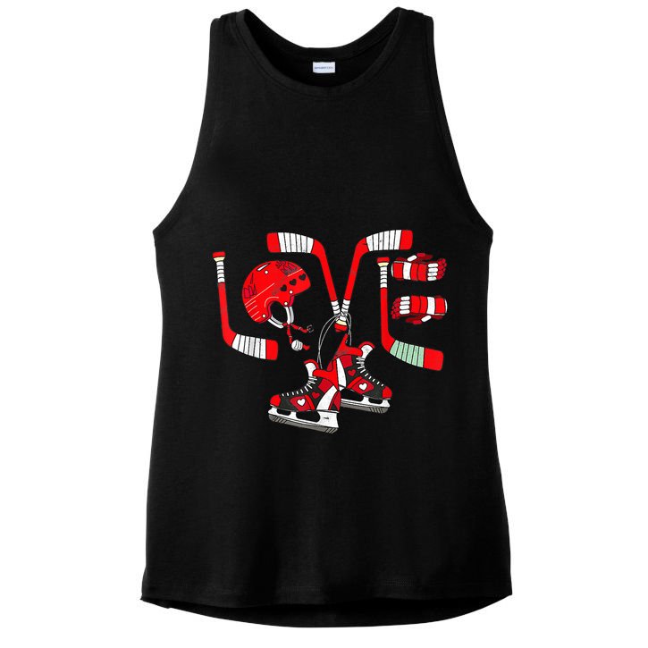 Ice Hockey Heart Valentines Day Love Gifts Goalie Ladies PosiCharge Tri-Blend Wicking Tank
