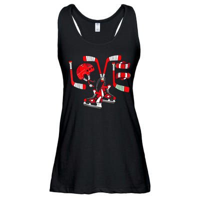 Ice Hockey Heart Valentines Day Love Gifts Goalie Ladies Essential Flowy Tank