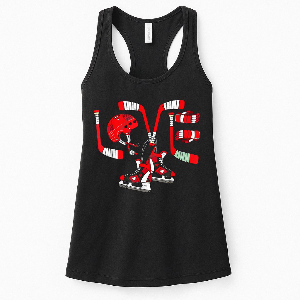 Ice Hockey Heart Valentines Day Love Gifts Goalie Womens Tank Top