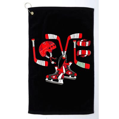 Ice Hockey Heart Valentines Day Love Gifts Goalie Golf Towel