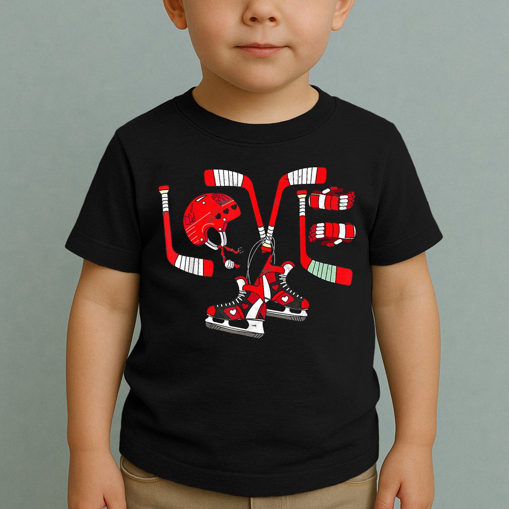 Ice Hockey Heart Valentines Day Love Gifts Goalie Toddler T-Shirt