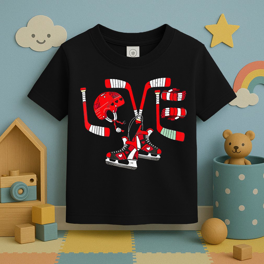 Ice Hockey Heart Valentines Day Love Gifts Goalie Toddler T-Shirt