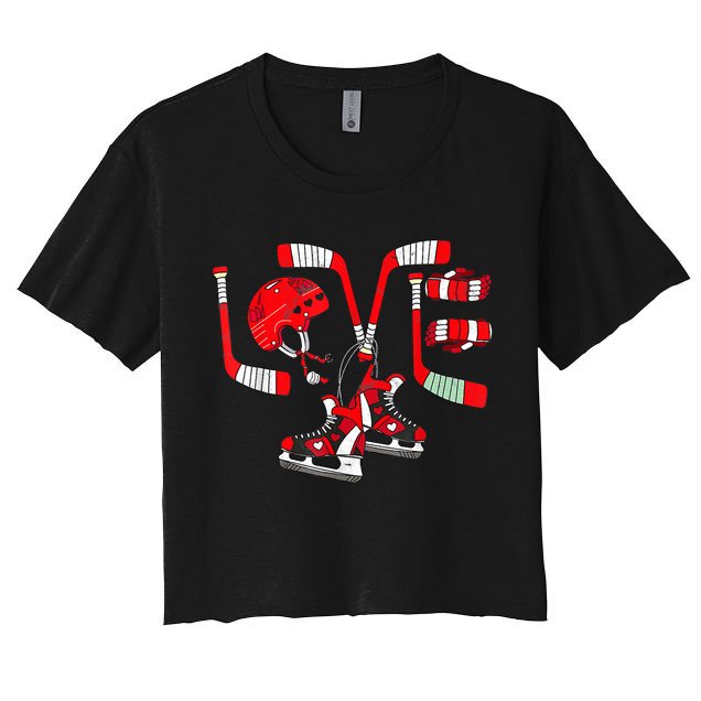 Ice Hockey Heart Valentines Day Love Gifts Goalie Crop Top