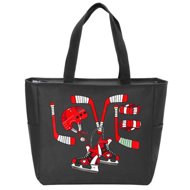 Ice Hockey Heart Valentines Day Love Gifts Goalie Zip Tote Bag