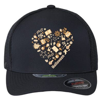 I Heart Halloween Boho Heart Love Halloween Funny Pumpkin Gift Flexfit Unipanel Trucker Cap