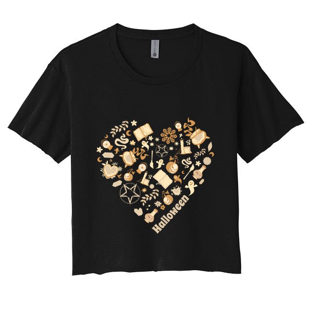 I Heart Halloween Boho Heart Love Halloween Funny Pumpkin Gift Crop Top