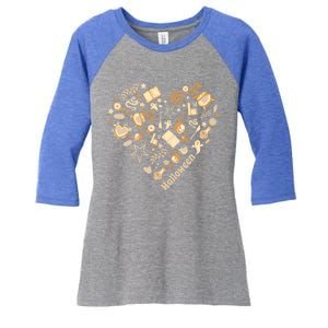 I Heart Halloween Boho Heart Love Halloween Funny Pumpkin Gift Women's Tri-Blend 3/4-Sleeve Raglan Shirt