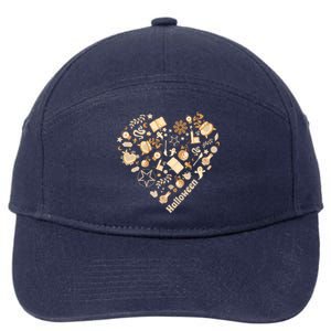 I Heart Halloween Boho Heart Love Halloween Funny Pumpkin Gift 7-Panel Snapback Hat