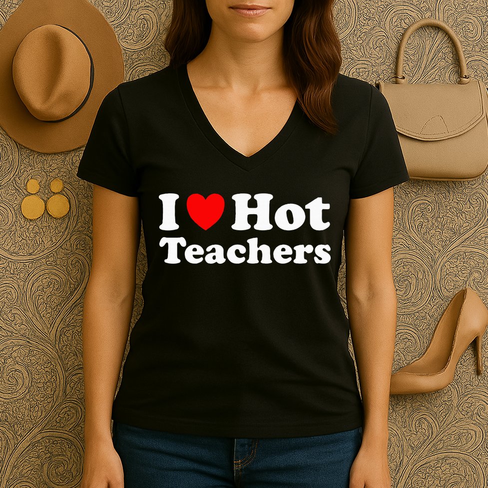 I Heart Hot Teachers I Love Hot Teachers Women's V-Neck T-Shirt
