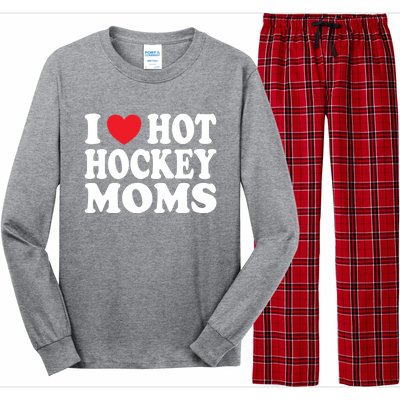 I Heart Hot Hockey Moms Funny I Love Moms Great Gift Long Sleeve Pajama Set