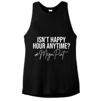 Isn't Happy Hour Anytime Mega Pint Funny Johnny Depp Ladies PosiCharge Tri-Blend Wicking Tank