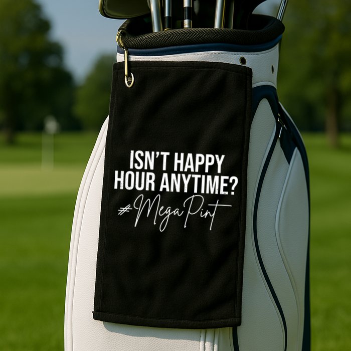 Isn't Happy Hour Anytime Mega Pint Funny Johnny Depp Golf Towel