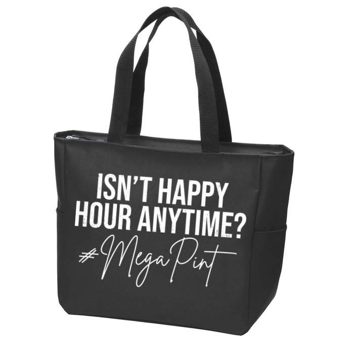 Isn't Happy Hour Anytime Mega Pint Funny Johnny Depp Zip Tote Bag