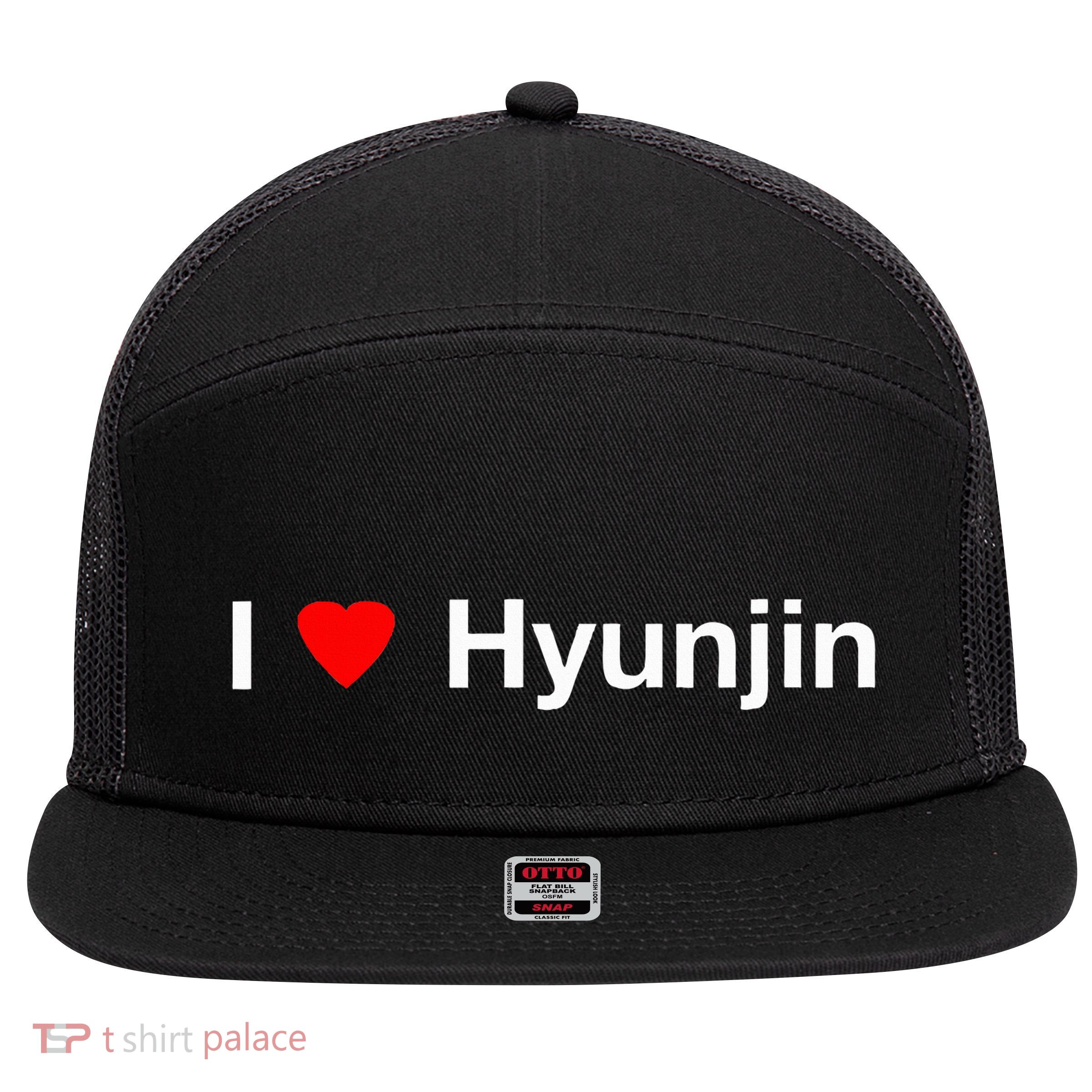 I Heart Hyunjin 7 Panel Mesh Trucker Snapback Hat