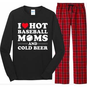 I Heart Hot baseball MomsI Love Hot baseball Mom Cold Beer Long Sleeve Pajama Set