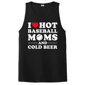 I Heart Hot baseball MomsI Love Hot baseball Mom Cold Beer PosiCharge Competitor Tank