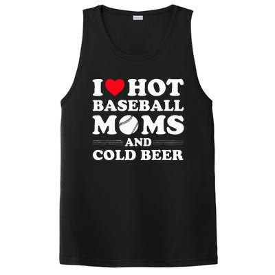 I Heart Hot baseball MomsI Love Hot baseball Mom Cold Beer PosiCharge Competitor Tank