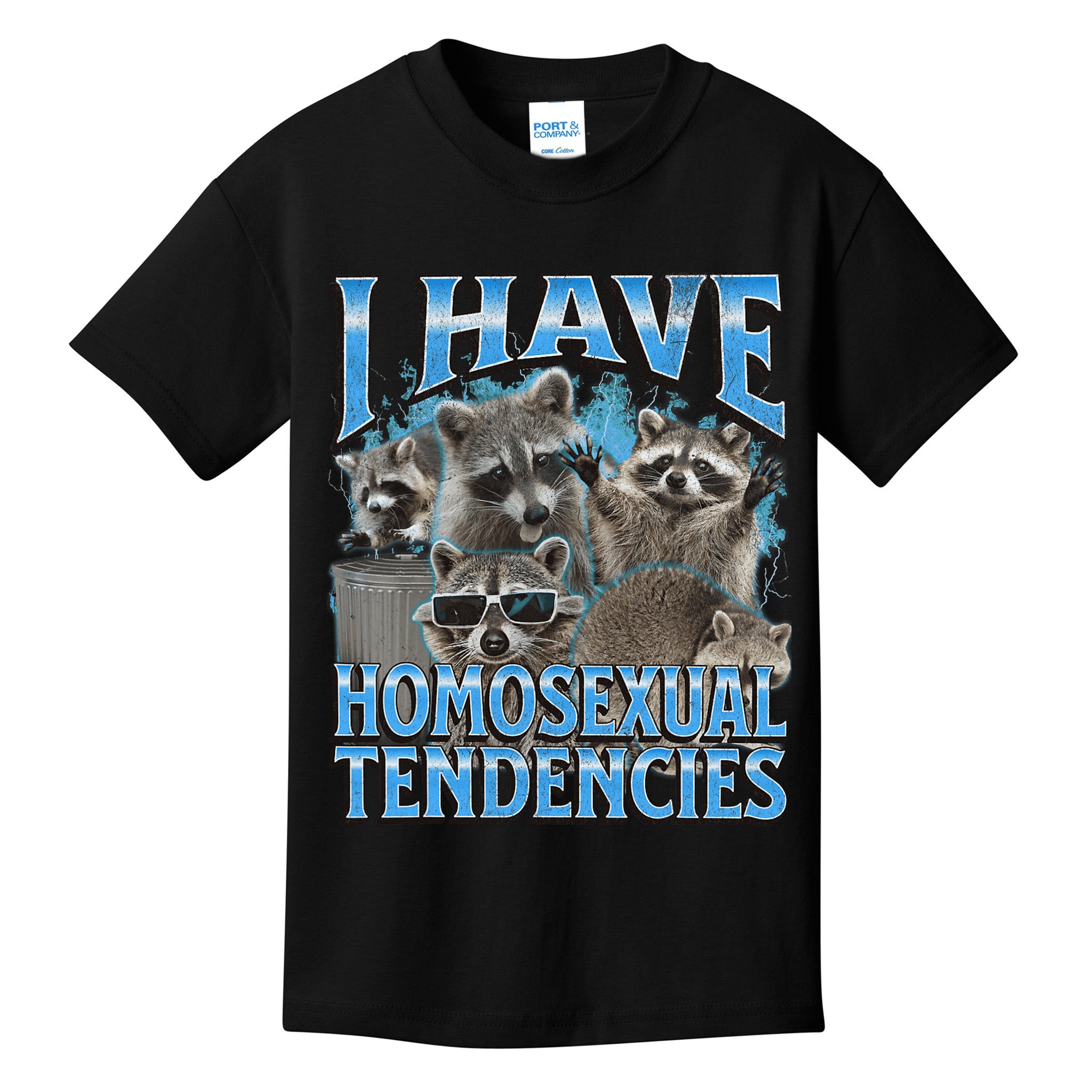 I Have Homosexual Tendencies Funny Raccoon Meme Bootleg Kids T-Shirt