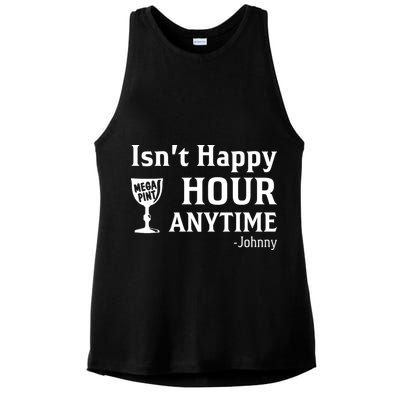 Isn't Happy Hour Anytime Justice For Johnny Depp Mega Pint Ladies PosiCharge Tri-Blend Wicking Tank