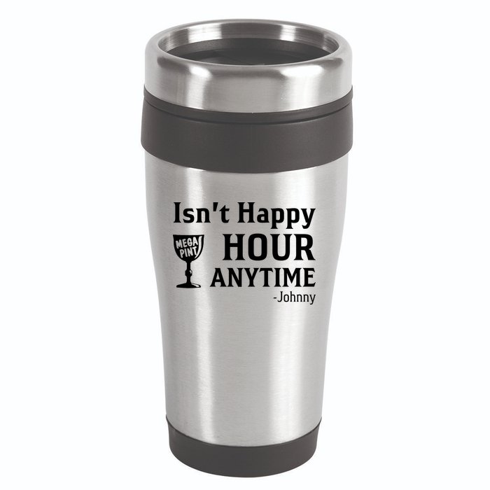 Isn't Happy Hour Anytime Justice For Johnny Depp Mega Pint 16oz Travel Tumbler