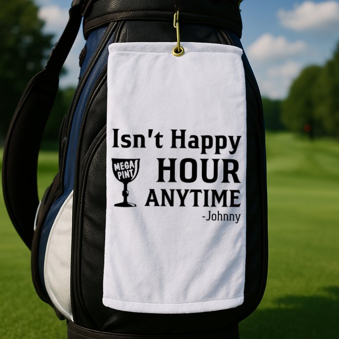 Isn't Happy Hour Anytime Justice For Johnny Depp Mega Pint Golf Towel