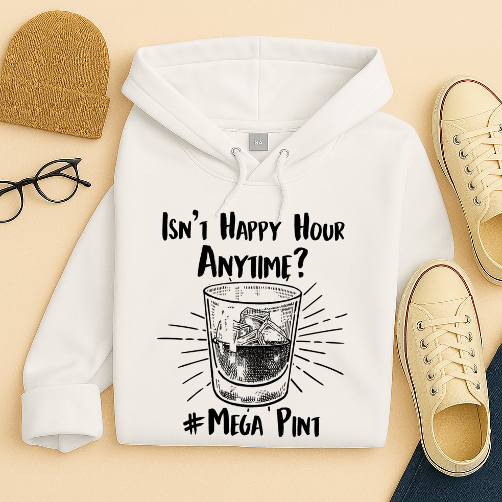 Isn't Happy Hour Anytime? #Mega Pint Hoodie