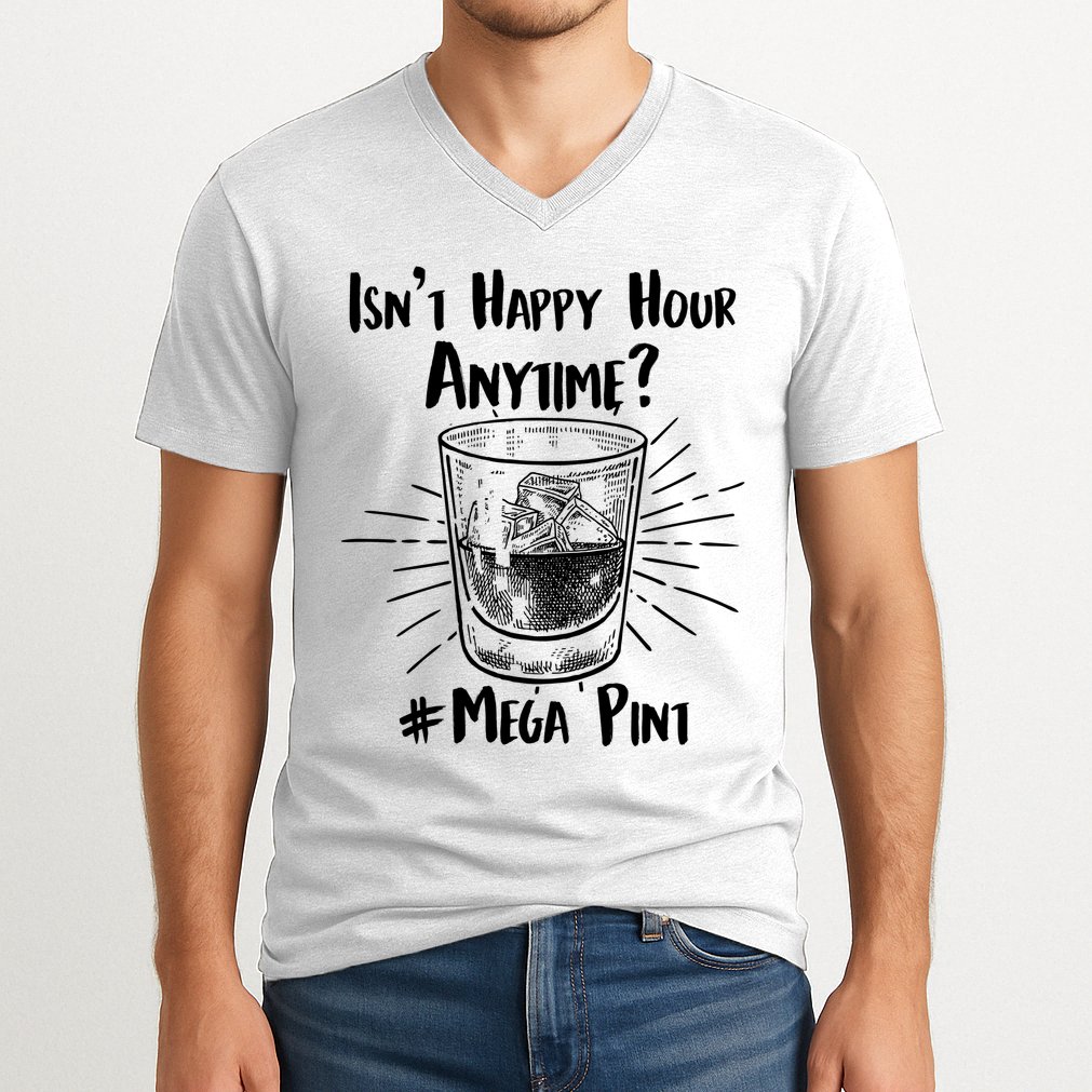 Isn't Happy Hour Anytime? #Mega Pint V-Neck T-Shirt