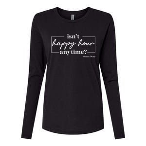 Isn't Happy Hour Anytime? Johnny Depp Womens Cotton Relaxed Long Sleeve T-Shirt