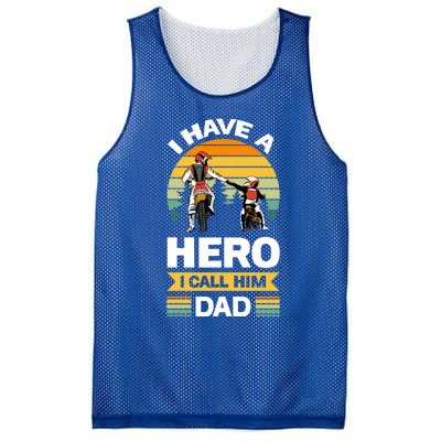 I Have Hero I Call Him Dad Son Daughter Father Biker Gift Mesh Reversible Basketball Jersey Tank