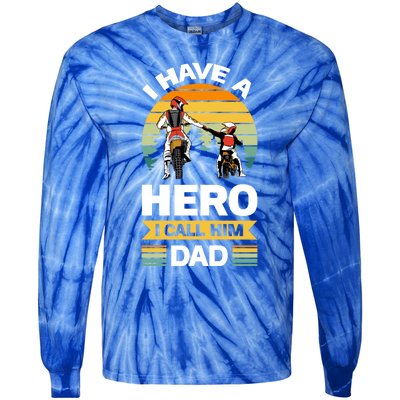 I Have Hero I Call Him Dad Son Daughter Father Biker Gift Tie-Dye Long Sleeve Shirt