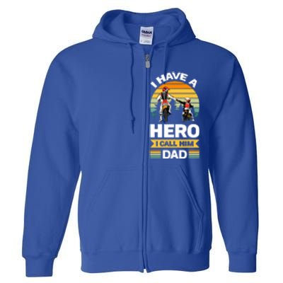 I Have Hero I Call Him Dad Son Daughter Father Biker Gift Full Zip Hoodie