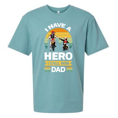 I Have Hero I Call Him Dad Son Daughter Father Biker Gift Sueded Cloud Jersey T-Shirt