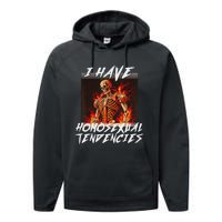 I Have Homosexual Tendencies Funny Cringe Hard Skeleton Meme Performance Fleece Hoodie