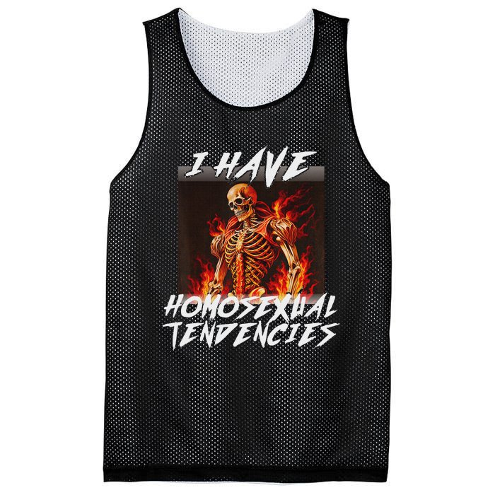 I Have Homosexual Tendencies Funny Cringe Hard Skeleton Meme Mesh Reversible Basketball Jersey Tank