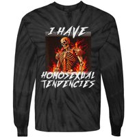 I Have Homosexual Tendencies Funny Cringe Hard Skeleton Meme Tie-Dye Long Sleeve Shirt