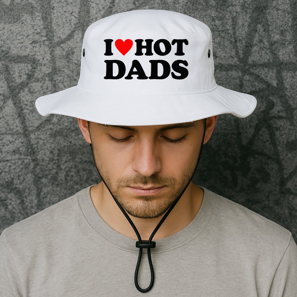 I Heart Hot Dads Love Hot Dads Bucket Hat
