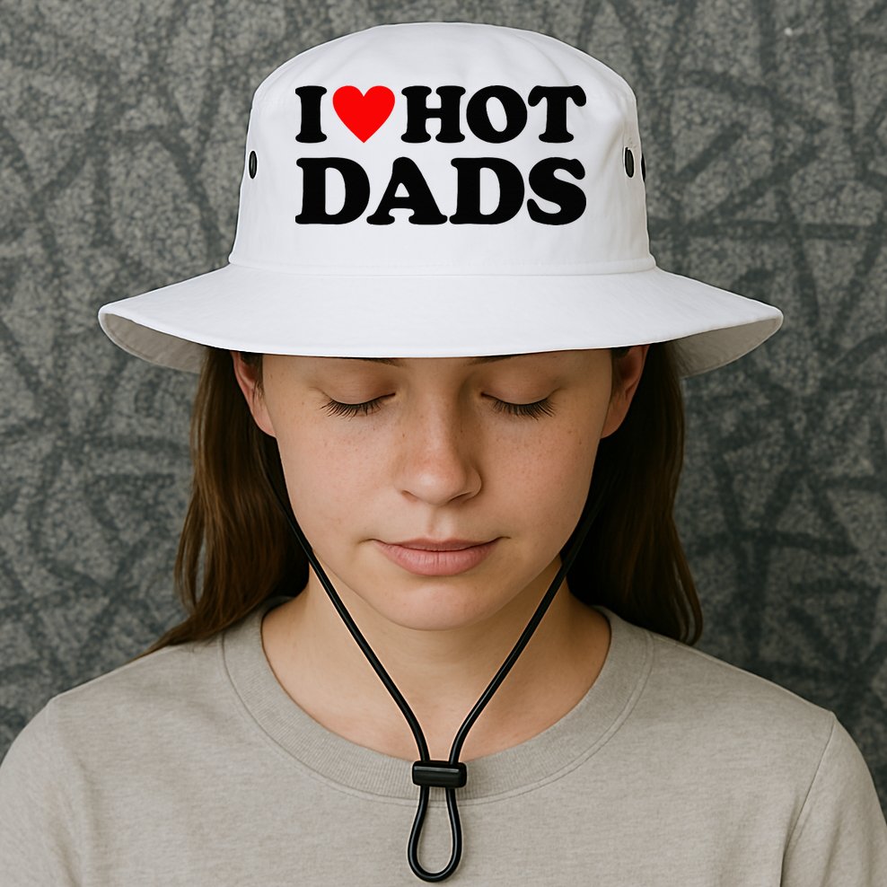 I Heart Hot Dads Love Hot Dads Bucket Hat