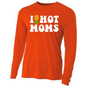 I Heart Hot Moms Meaningful Gift Upside Down Pineapple Cool Gift Cooling Performance Long Sleeve Crew