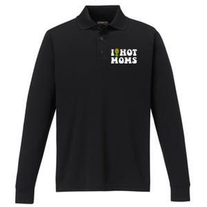 I Heart Hot Moms Meaningful Gift Upside Down Pineapple Cool Gift Performance Long Sleeve Polo